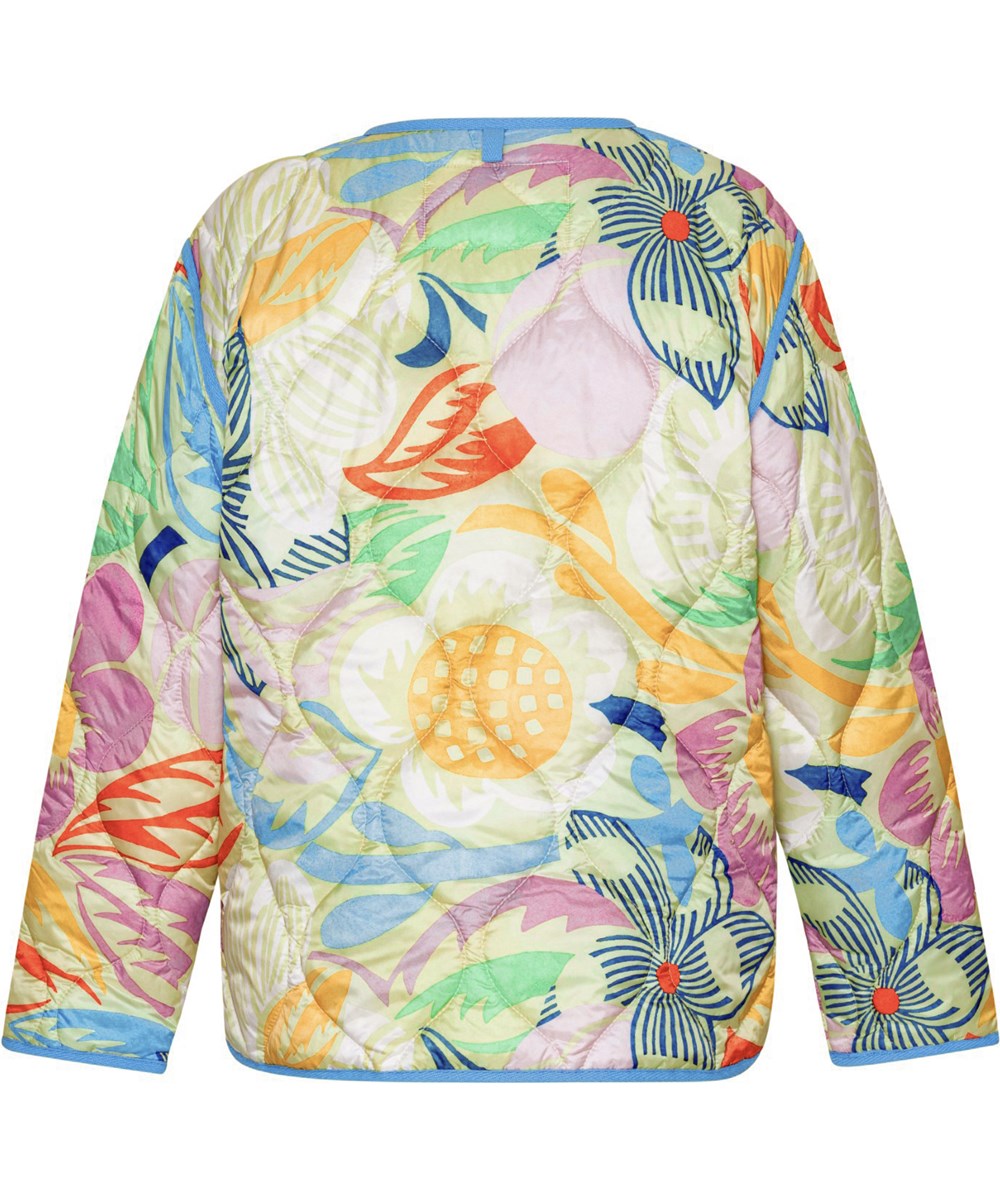 Hailee - Charleston Floral - Vatteret sommerjakke til børn i lysegul med blomsterprint.