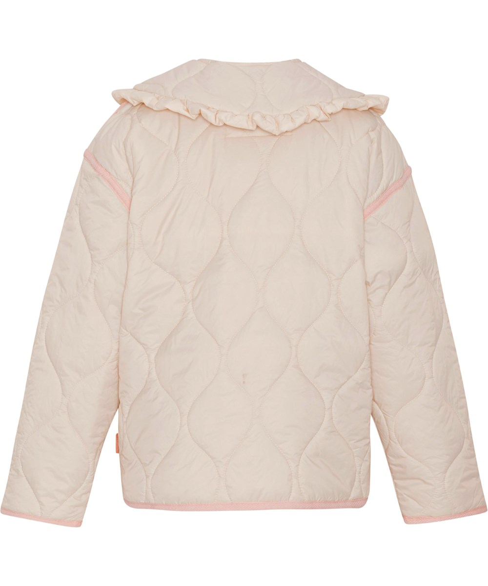 Hailey - Summer Sand - Vatteret sommerjakke til børn i beige med aftagelig flæsekrave.