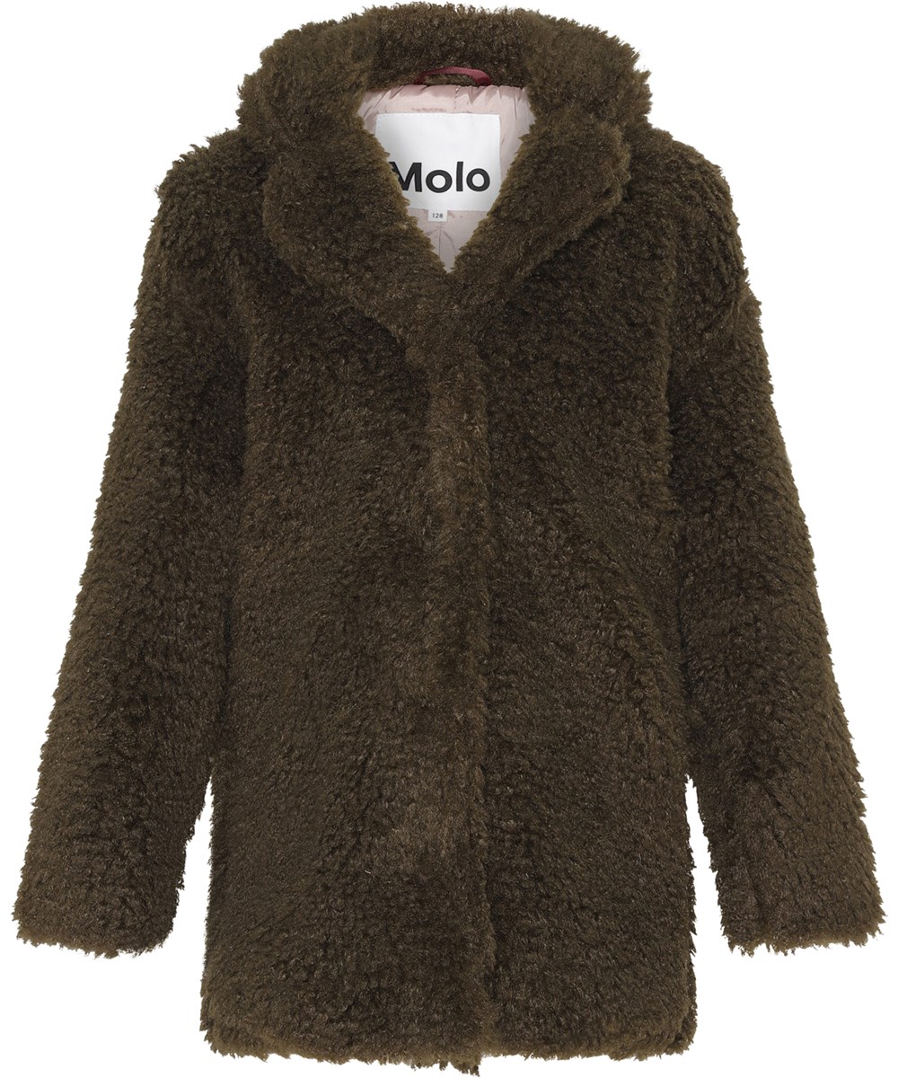 Haili - Forest - Blød faux fur frakke i mørkegrøn