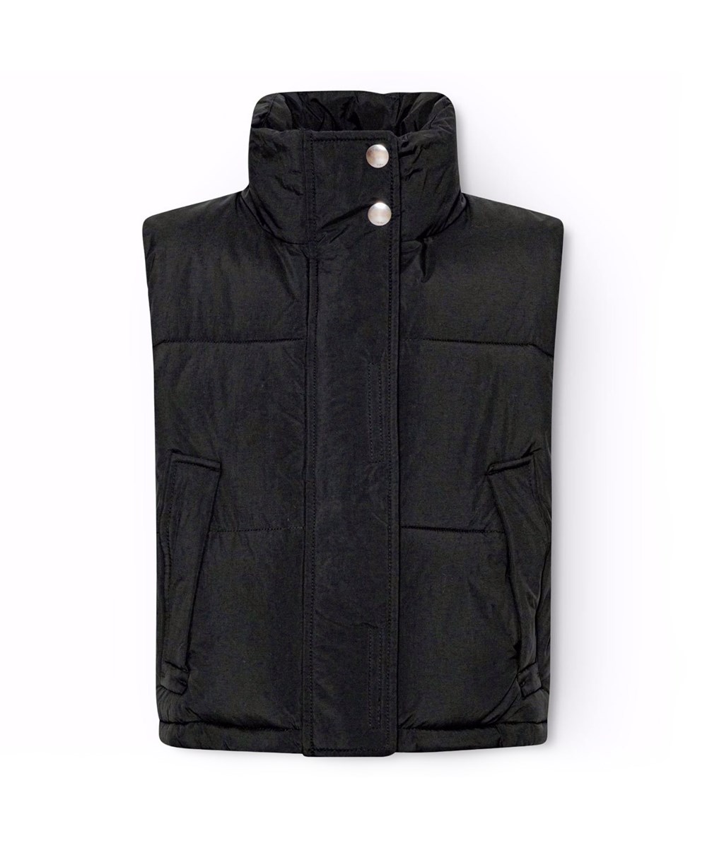 Halfrida - Black - Vatteret sort vest i genanvendt polyester med justerbar elastik i bunden