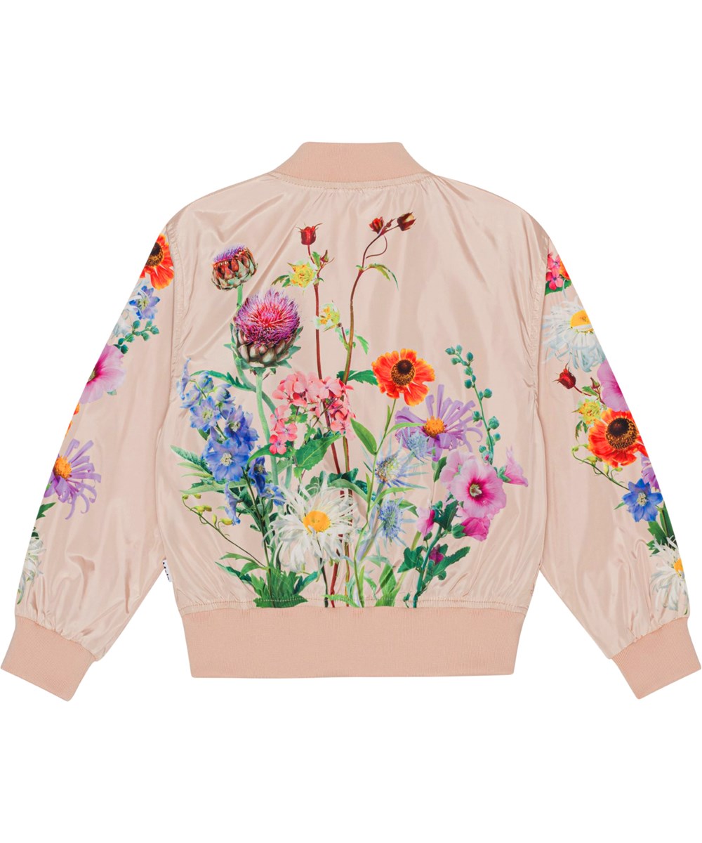 Haliva - Growing Wild - Lyserød bomberjakke til børn i genanvendt polyester med blomsterprint.