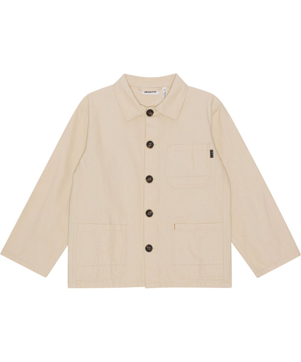 Halley - Summer Sand - Beige sommerjakke til børn med store lommer.