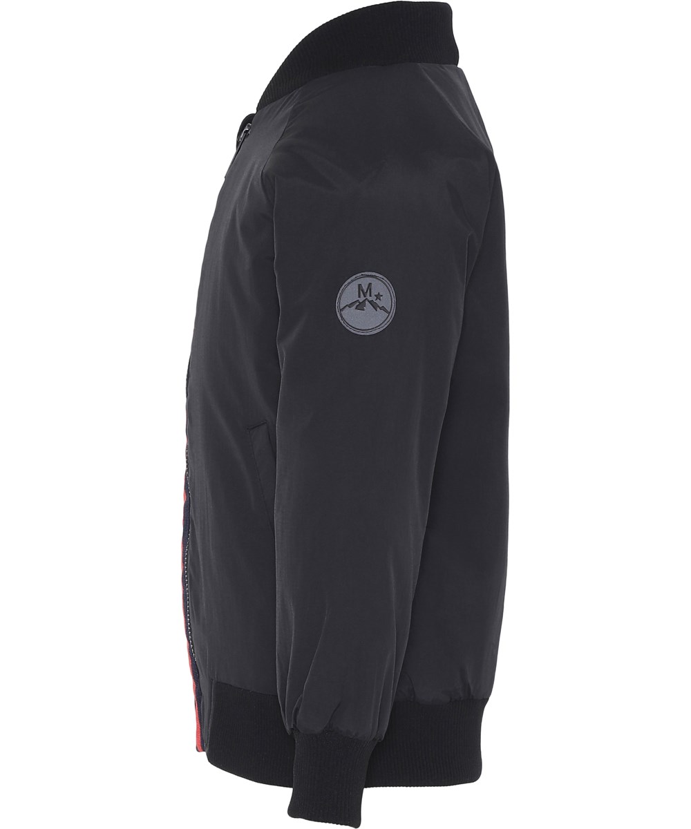 Han - Very Black - Sort bomberjakke med stribe. 