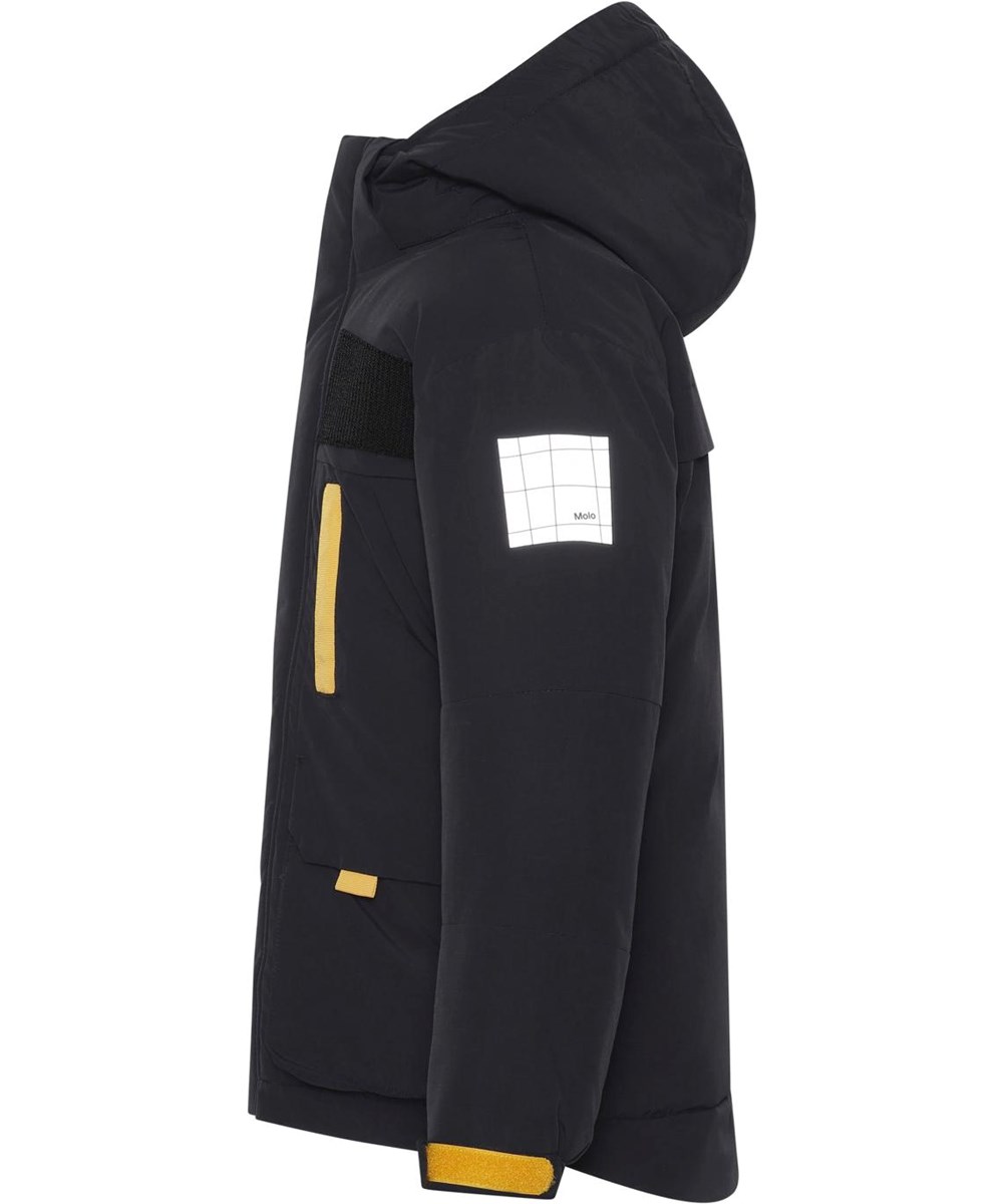 Harding - Black - Recycled sort jakke med gule detaljer 