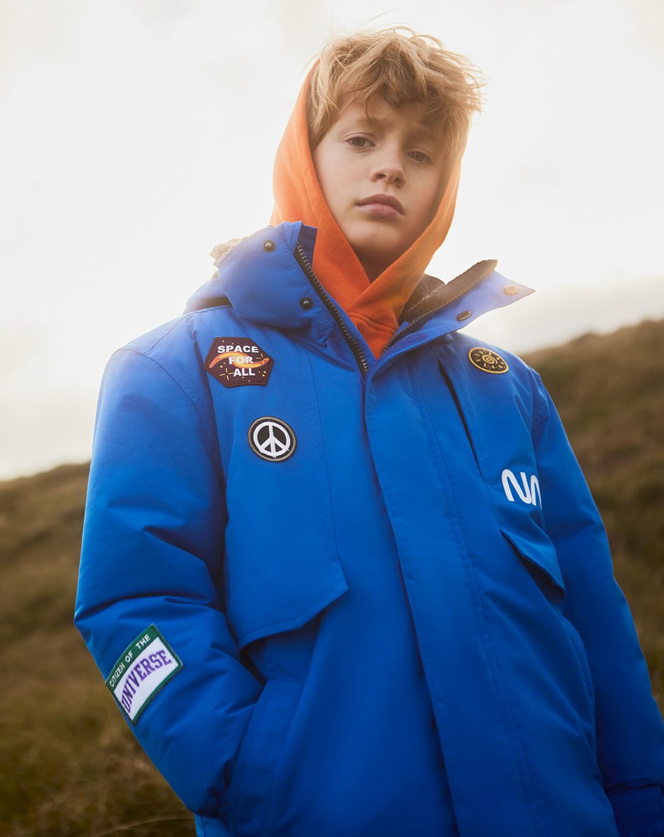 Harding - Space Blue - Blå vinterjakke med Nasa patches og store lommer