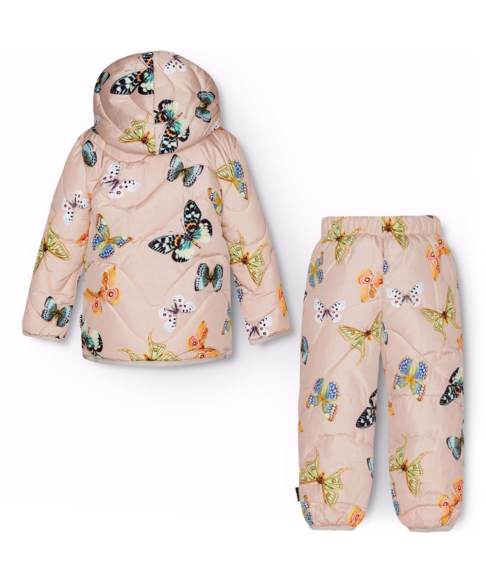 Harmony set - Blush Papillions - Vandafvisende støvet rosa termosæt til de mindste, med pudder farvet foer og kantbånd samt et imiteret dunfyld, der sikrer ensartet blødhed, optimal varme og let vedligeholdelse under vask