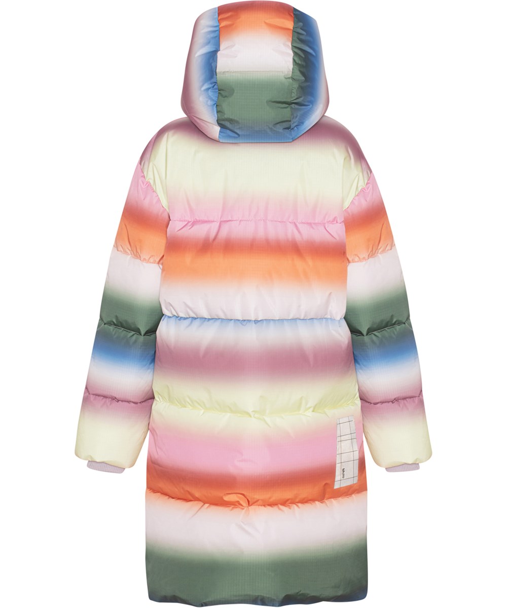 Harper - Misty Rainbow - Recycled dun frakke i pastel regnbue print