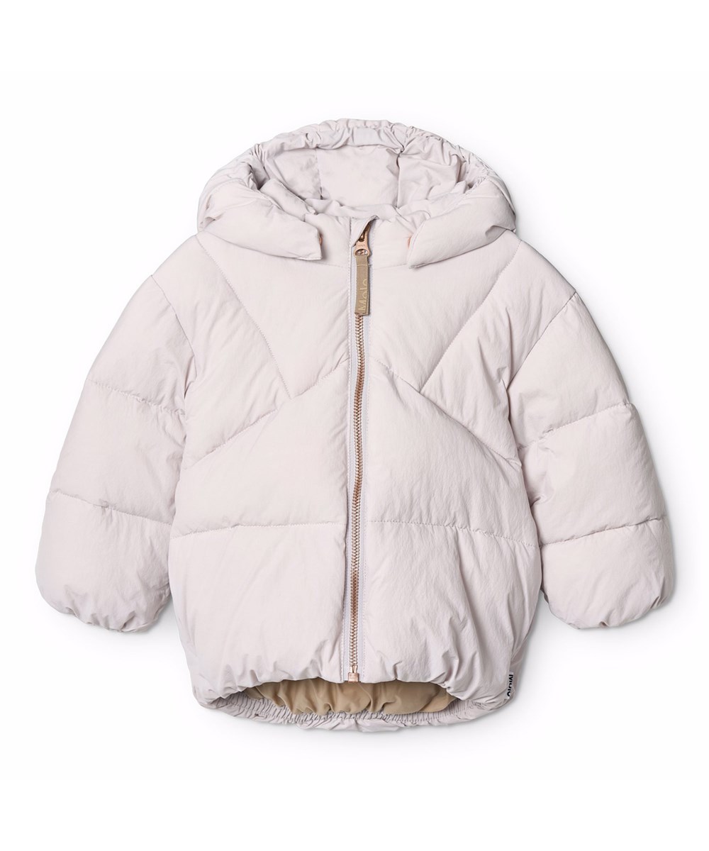 Harpo - Lilac Marble - Vandafvisende lilla jakke til de mindste i genanvendt nylon med aftagelig hætte.