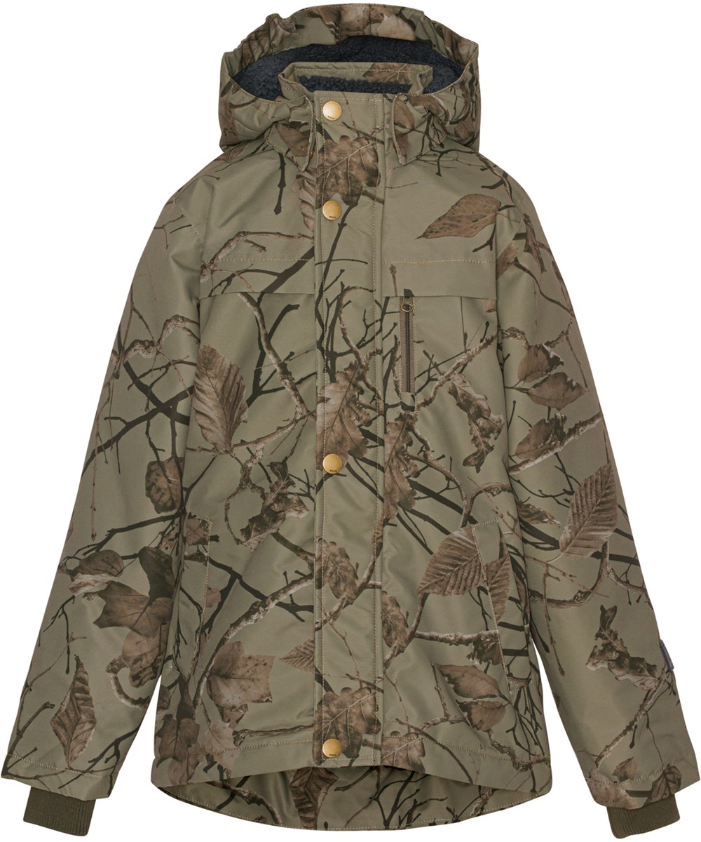 Heiko - Forest Leaves - Recycled grøn unisex vinterjakke med blade print