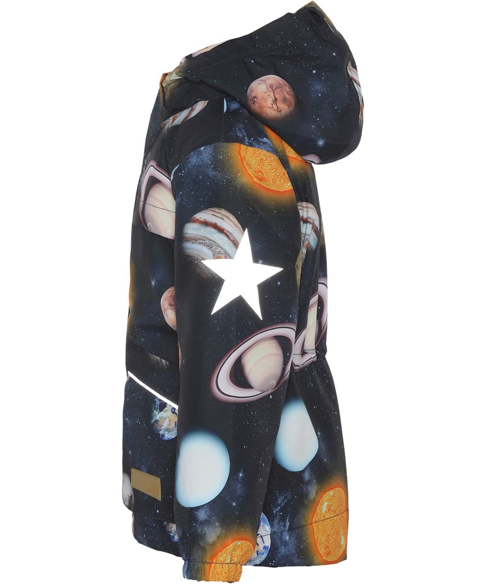 Heiko - Solar System - Recycled mørkeblå unisex jakke vandtæt planeter