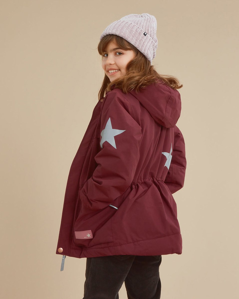 Heiko - Tulip Red - Recycled mørkerød unisex jakke vandtæt