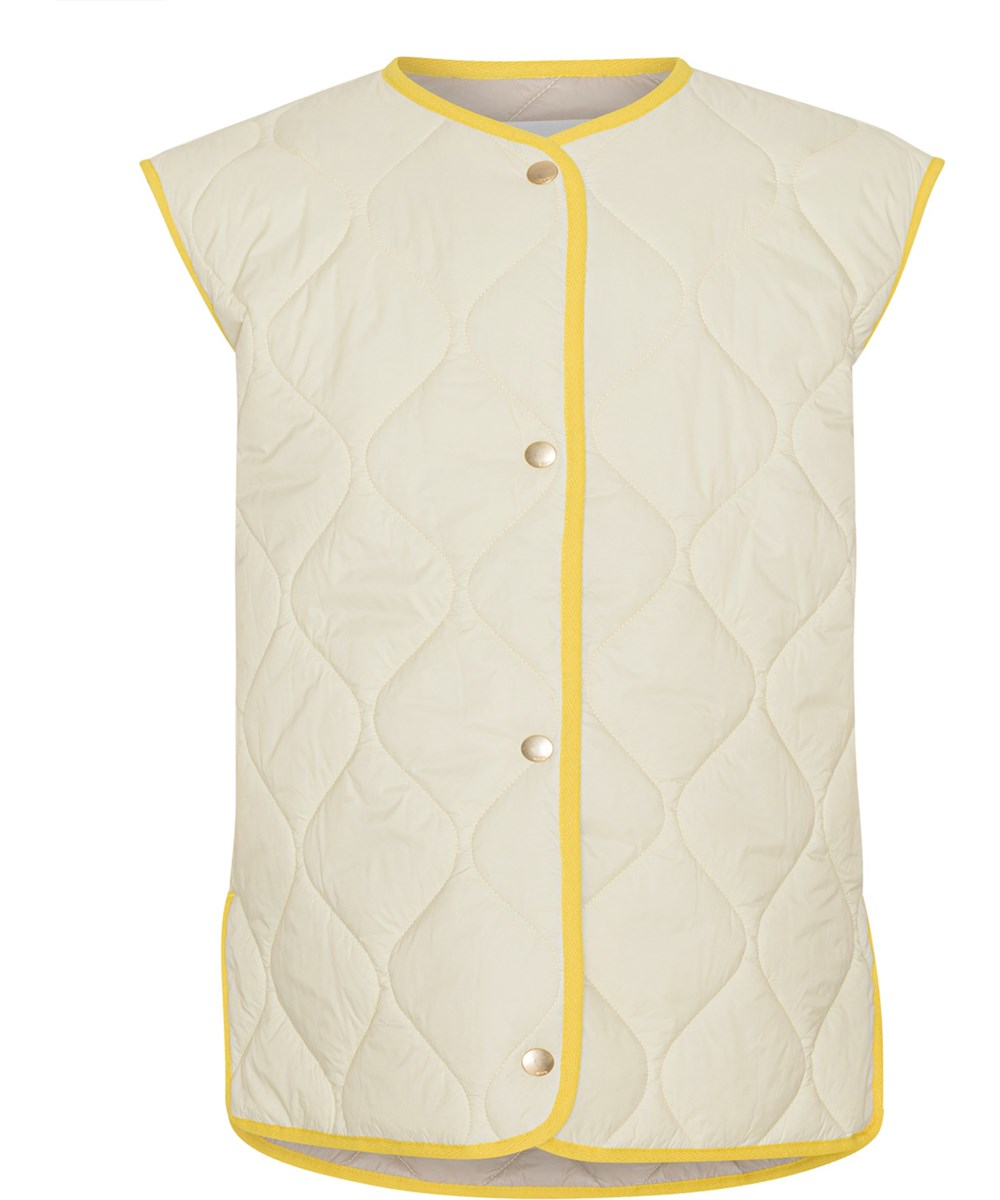 Heisley - Vanilla - Recycled lysegul quilted vest med gule kanter