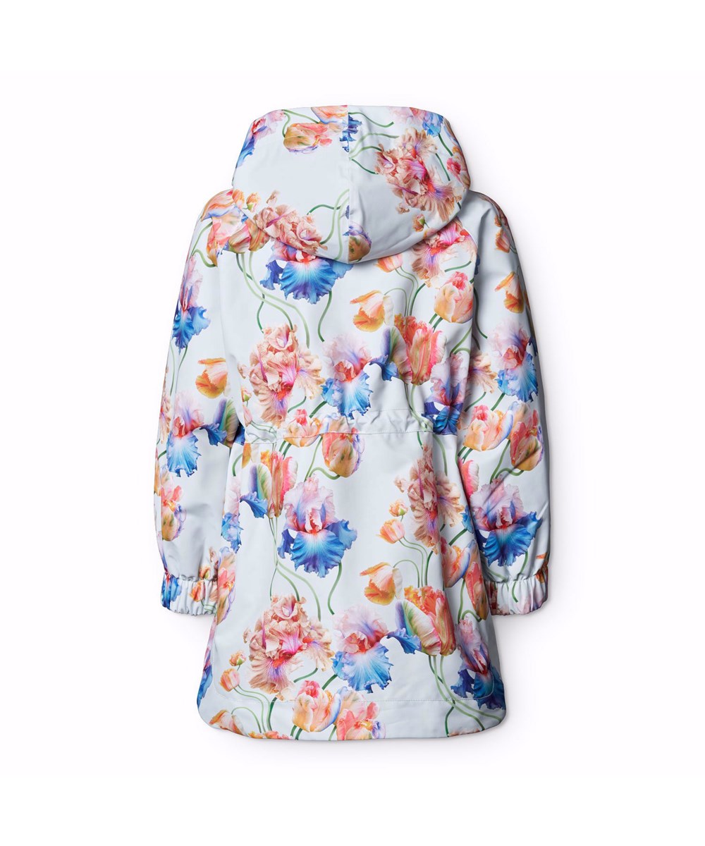 Hennah - Tulip Blue - Lyseblå vind- og vandtæt jakke til børn i genanvendt polyester med aftagelig hætte.