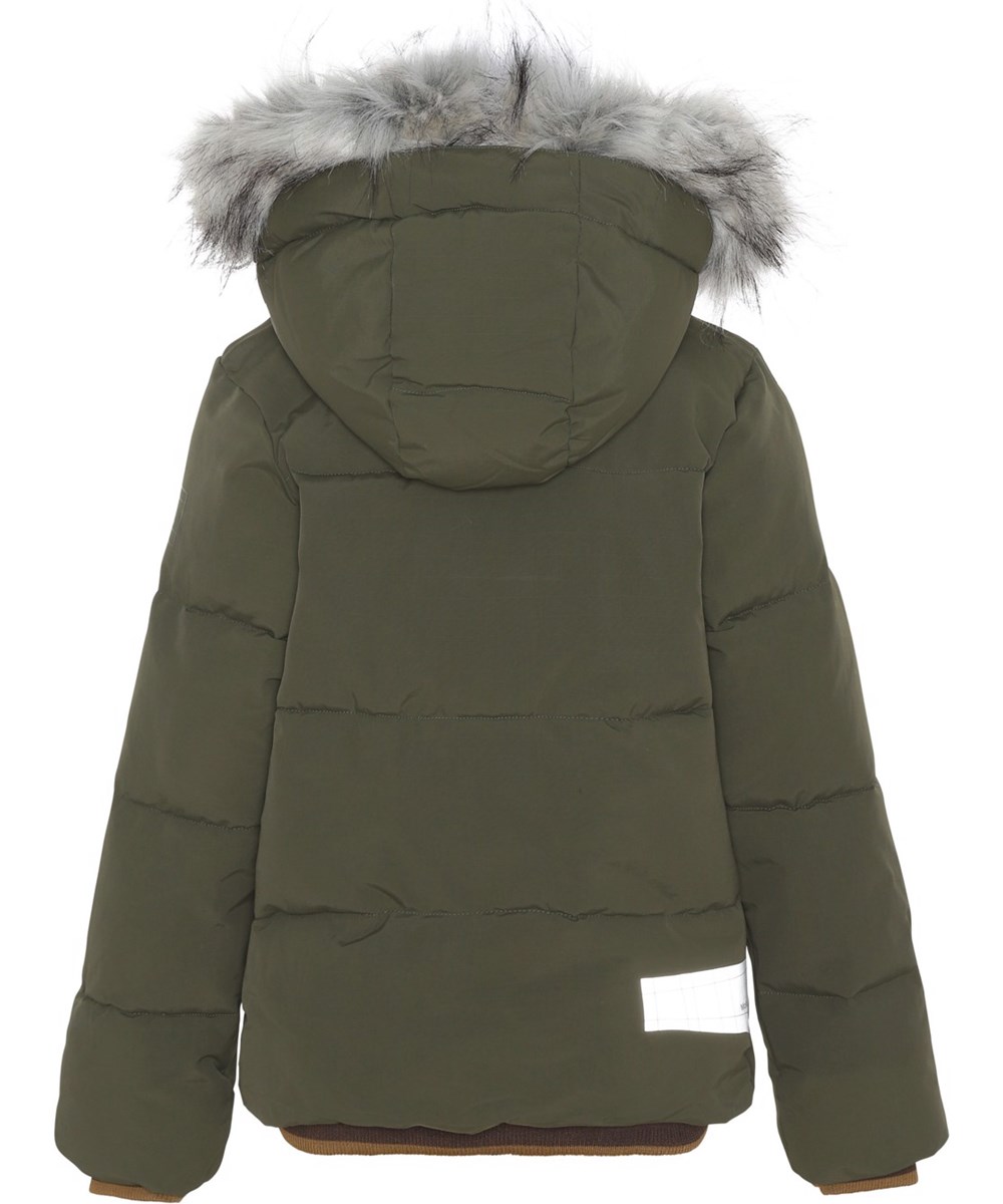 Herbert - Forest - Recycled grøn dunjakke med faux fur 