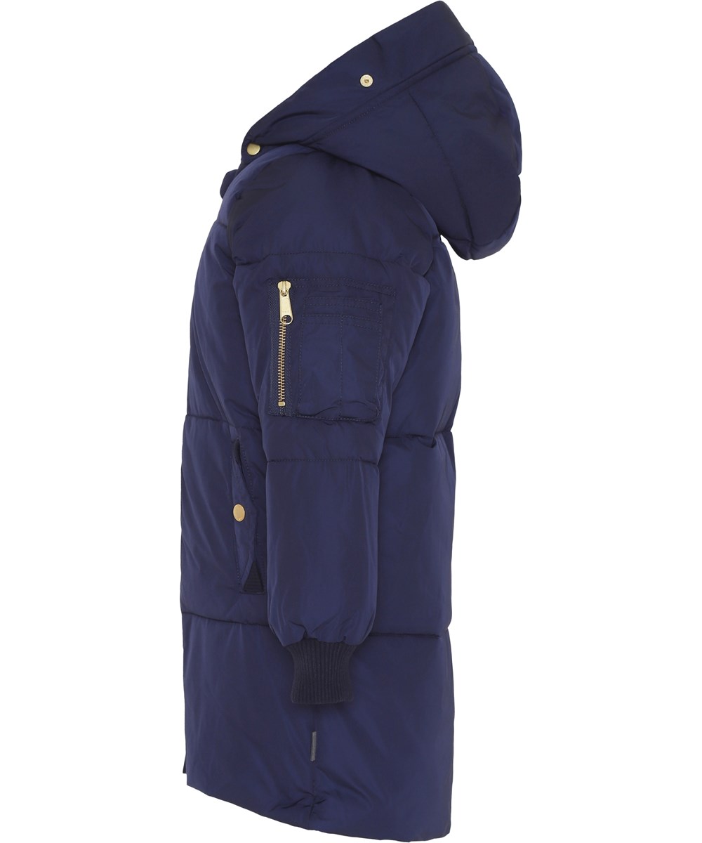 Hermione - Peacoat - Lang mørkeblå vinterjakke.