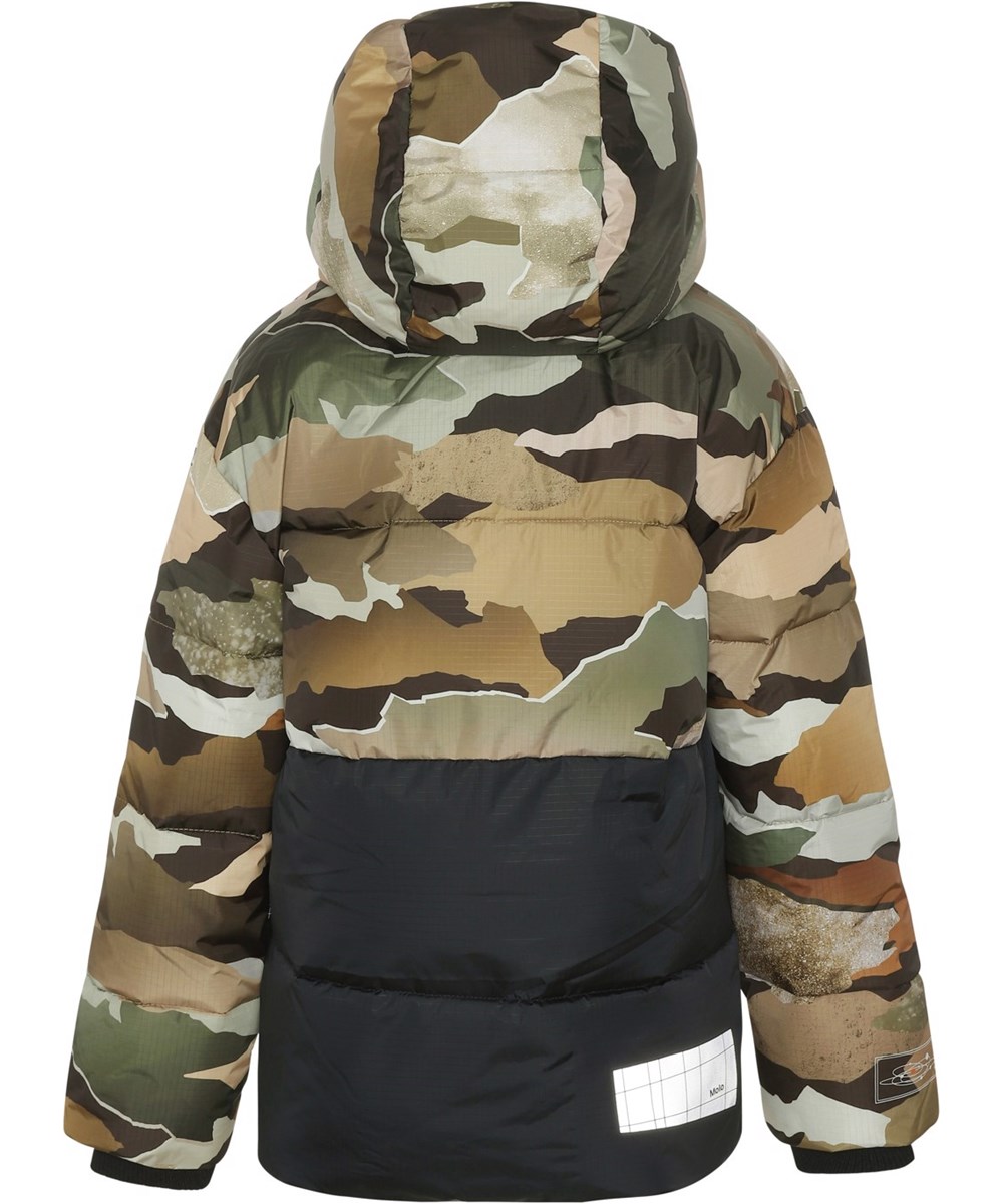 Hilo - Autumn Camo - recycled dun jakke med hætte og camouflage print