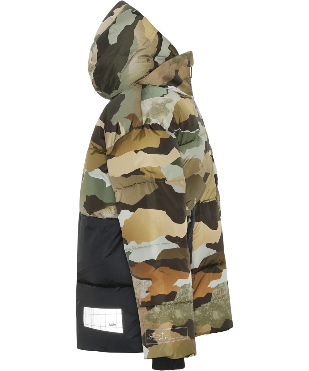 Hilo - Autumn Camo - recycled dun jakke med hætte og camouflage print