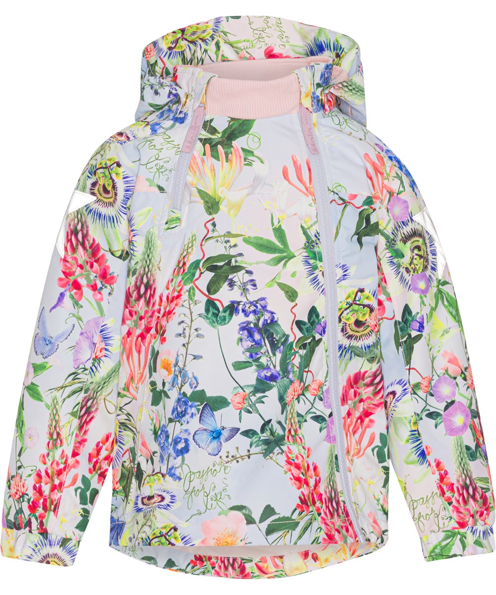 Hopla - Big Passion - recycled anorak i lyseblå med blomster print