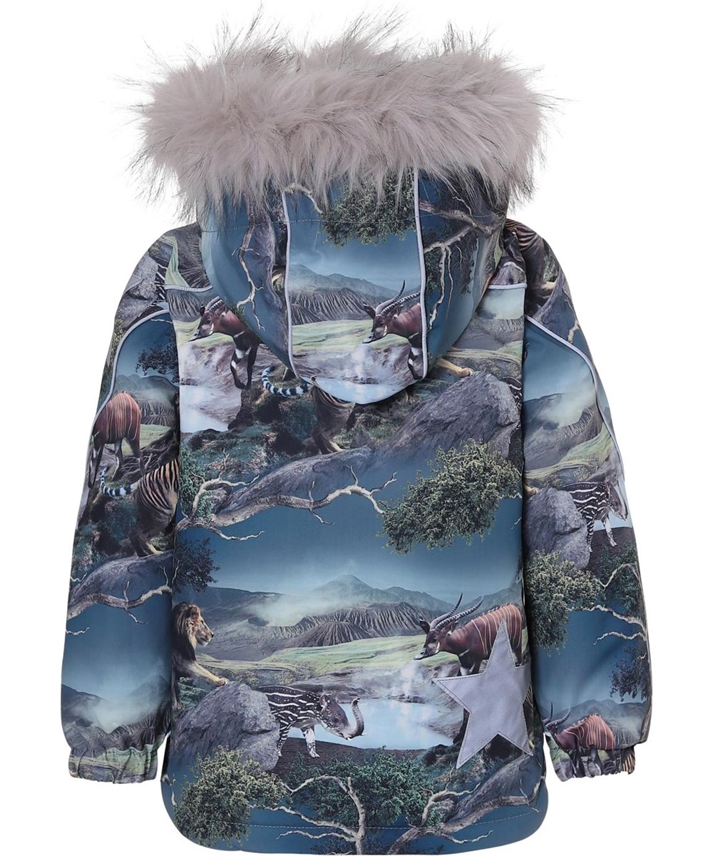 Hopla Fur - Creation - Vinterjakke med pels og dyre print