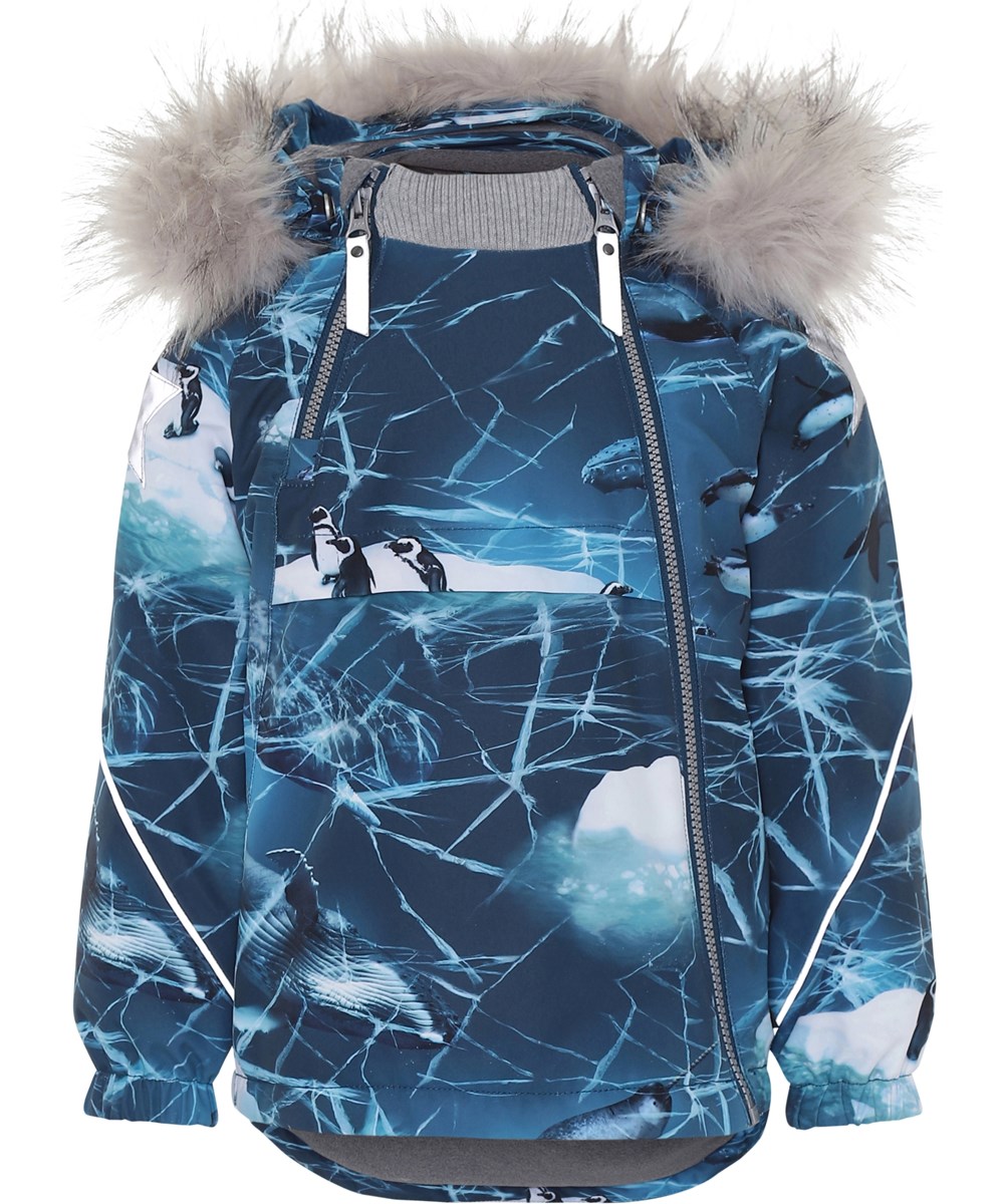 Hopla Fur - Frozen Ocean - Blå vinterjakke med print.