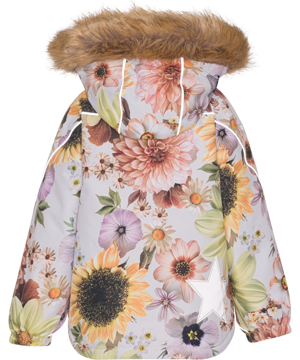 Hopla Fur - Retro Flowers - Recycled vinterjakke med blomster print