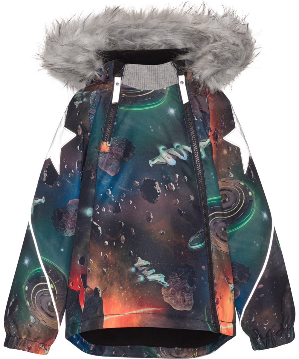 Hopla Fur - Space Journey - Recycled vinterjakke planeter og rum print