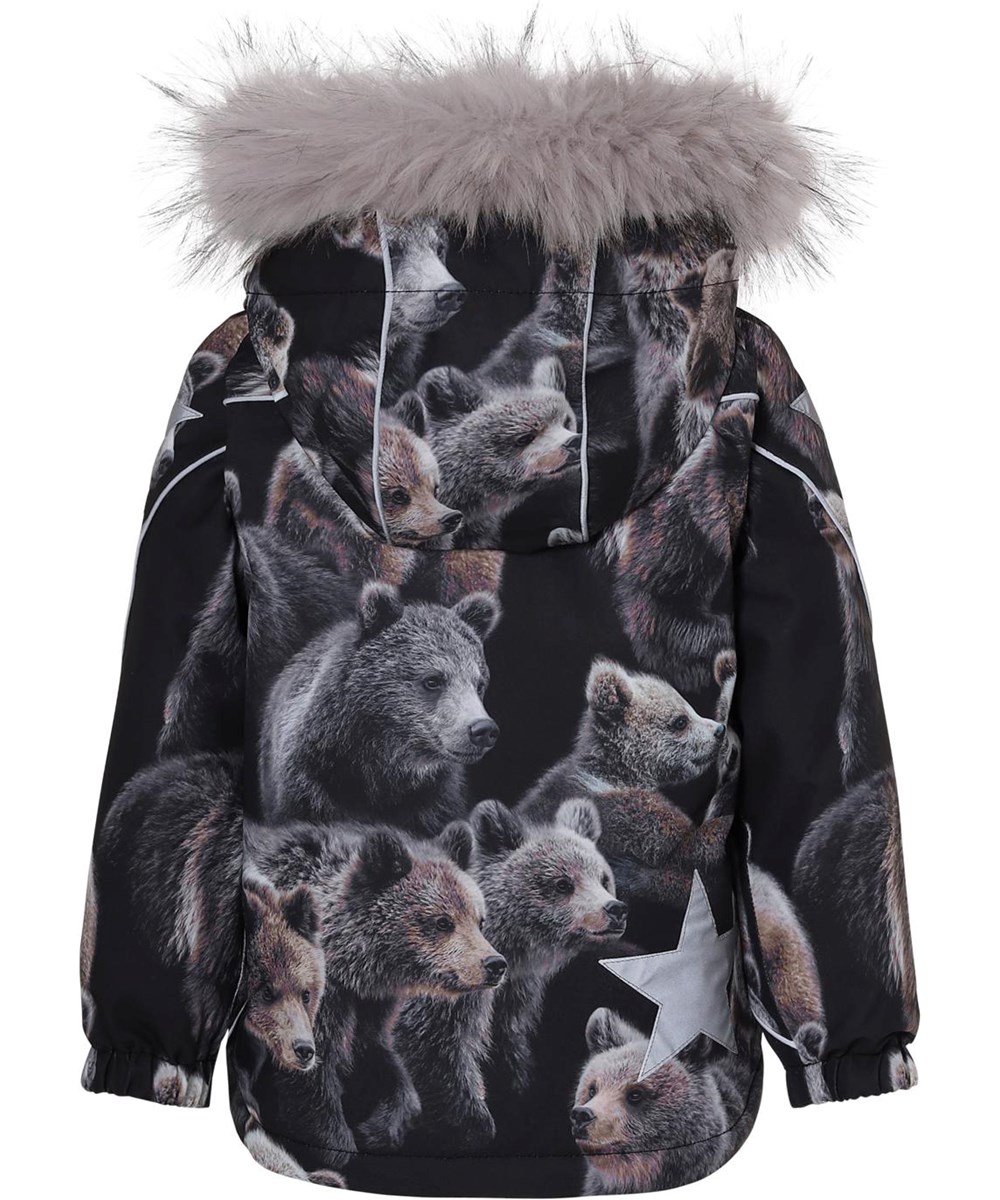 Hopla Fur - Teddy - Vinterjakke med pels og bjørne print