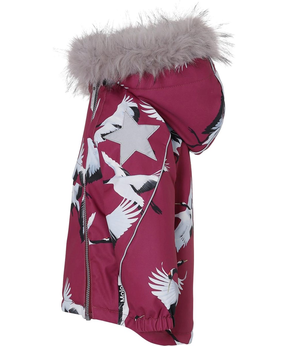 Hopla Fur - The Dance Of Life - Vinterjakke med pels og fugle print