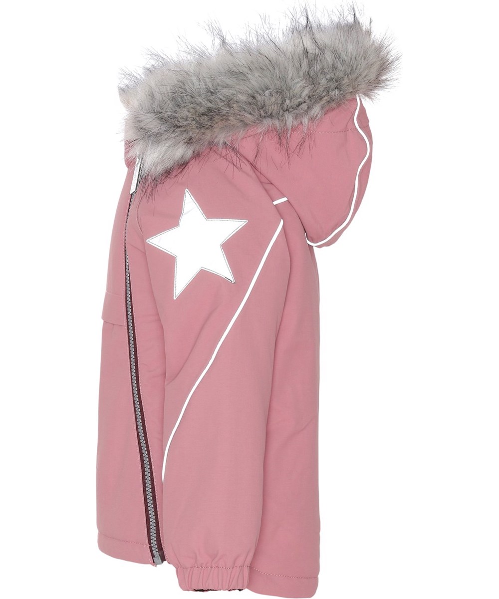 Hopla Fur - Velvet Rose - Recycled rosa vinterjakke med pels krave