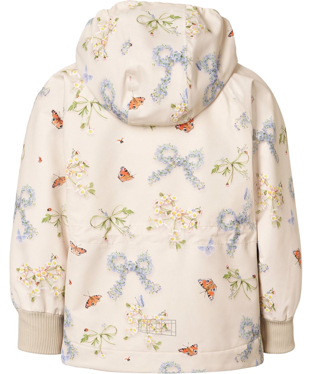 Hoplas - Floral Bows - Vind- og vandtæt beige jakke i genanvendt polyester til børn