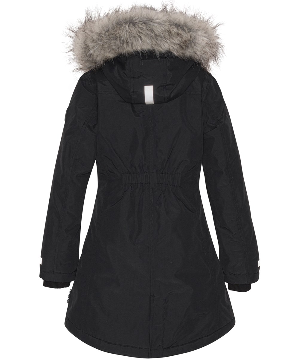 Peace - Black - Recycled sort parka vinterjakke med pels
