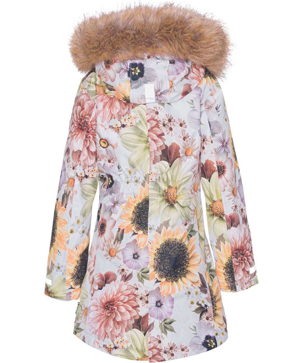 Peace - Retro Flowers - Recycled parka vinterjakke med blomster print