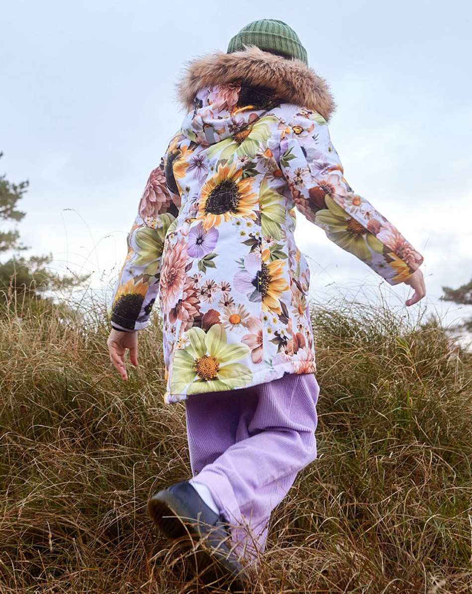 Peace - Retro Flowers - Recycled parka vinterjakke med blomster print