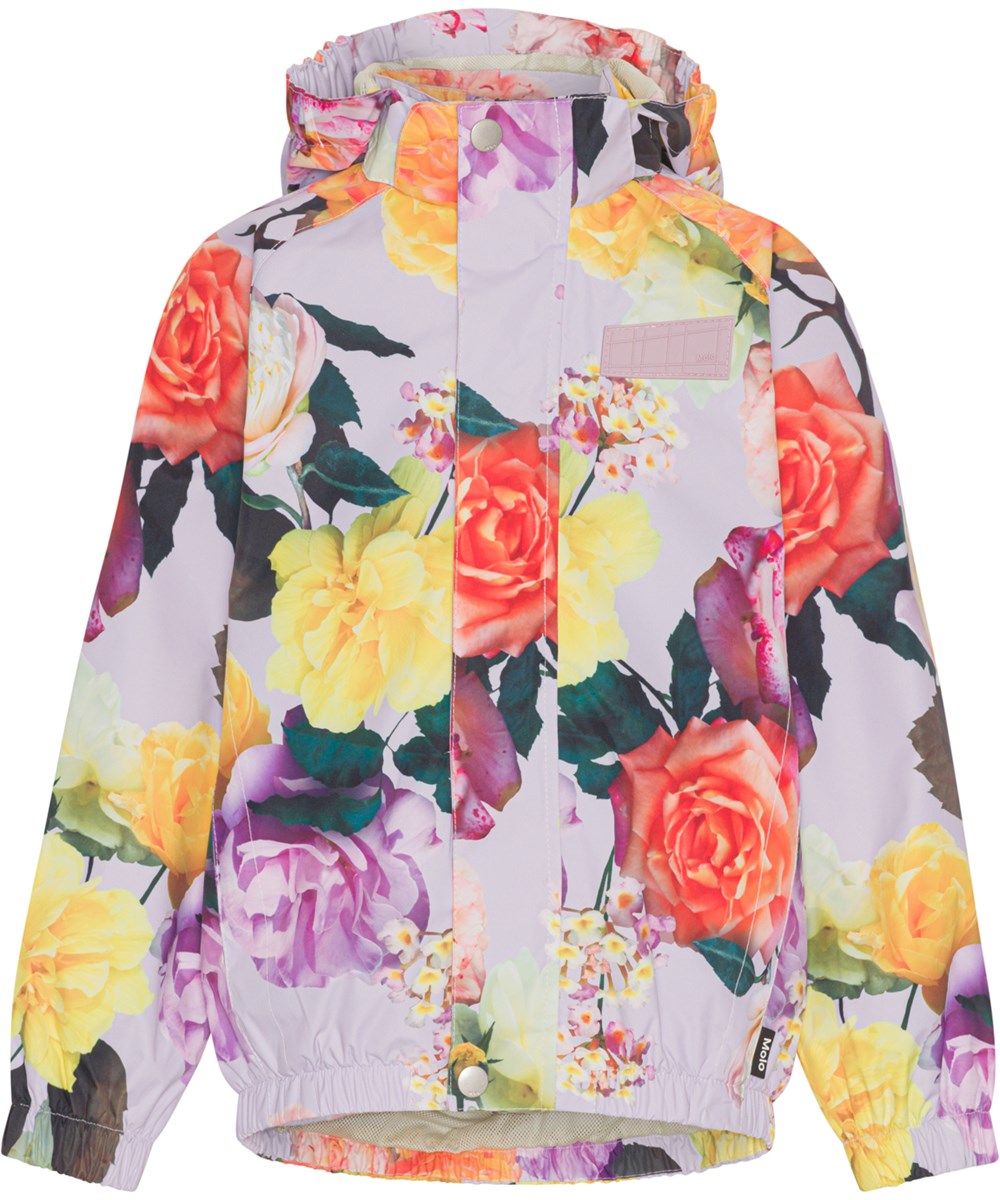 Waiton - Rose Park Pink - Lyselilla regnjakke med stort blomster print