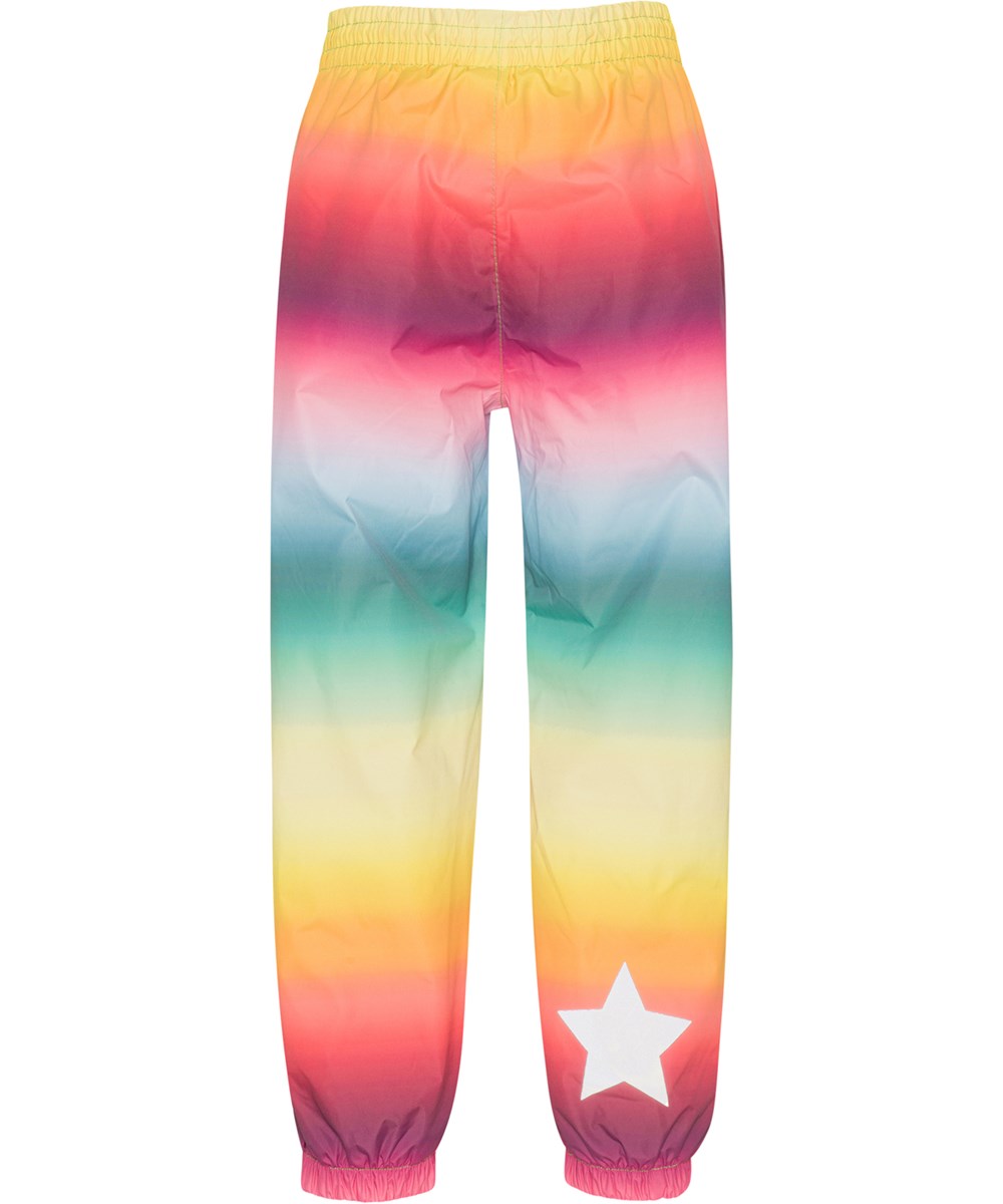 Waits - Rainbow Mist - Farverige regnnbue printede regnbukser med stjerne refleks