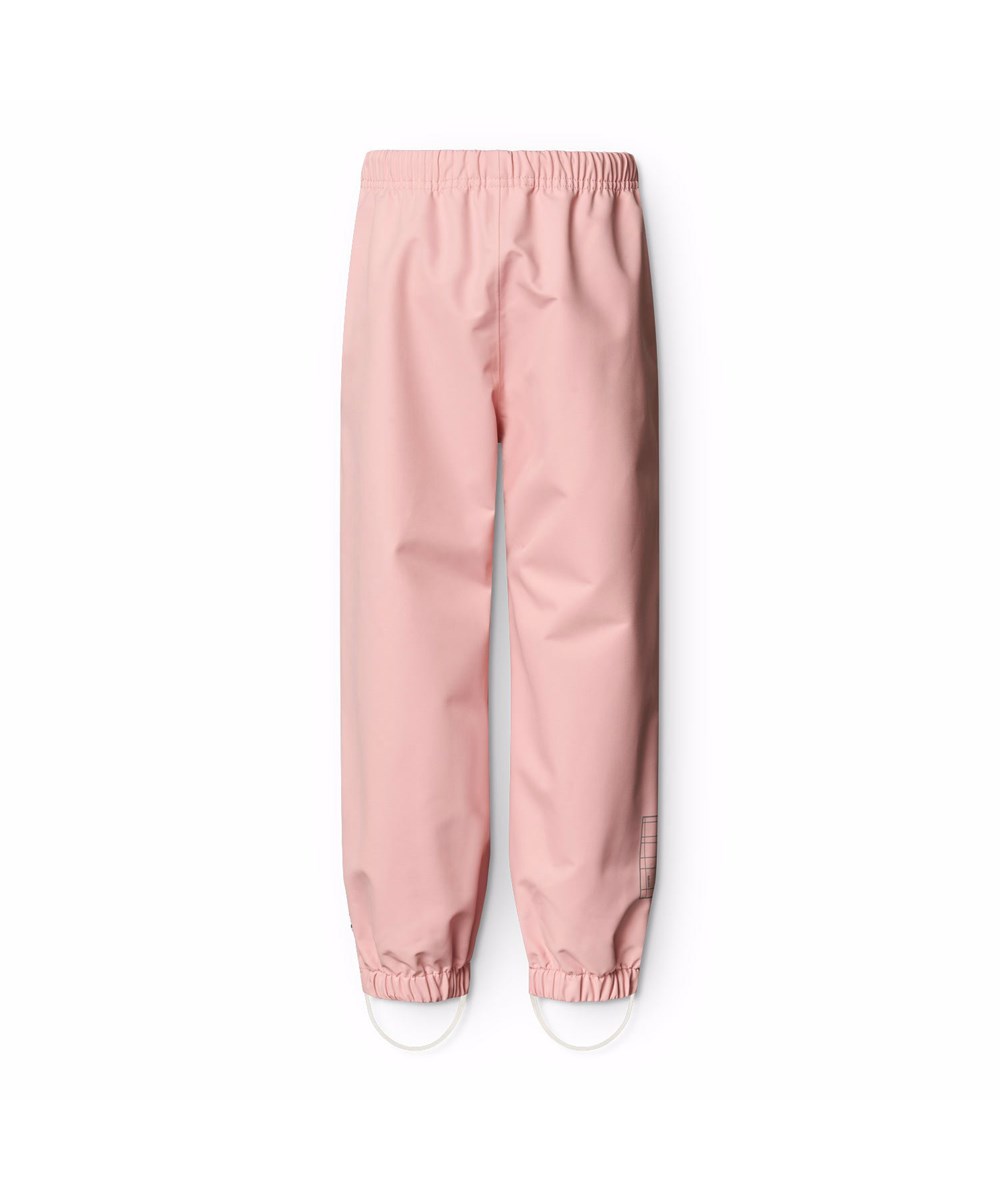 Waits - Rosequartz - Lyserøde vind- og vandtætte regnbukser til børn i slidstærkt og genanvendt polyester.