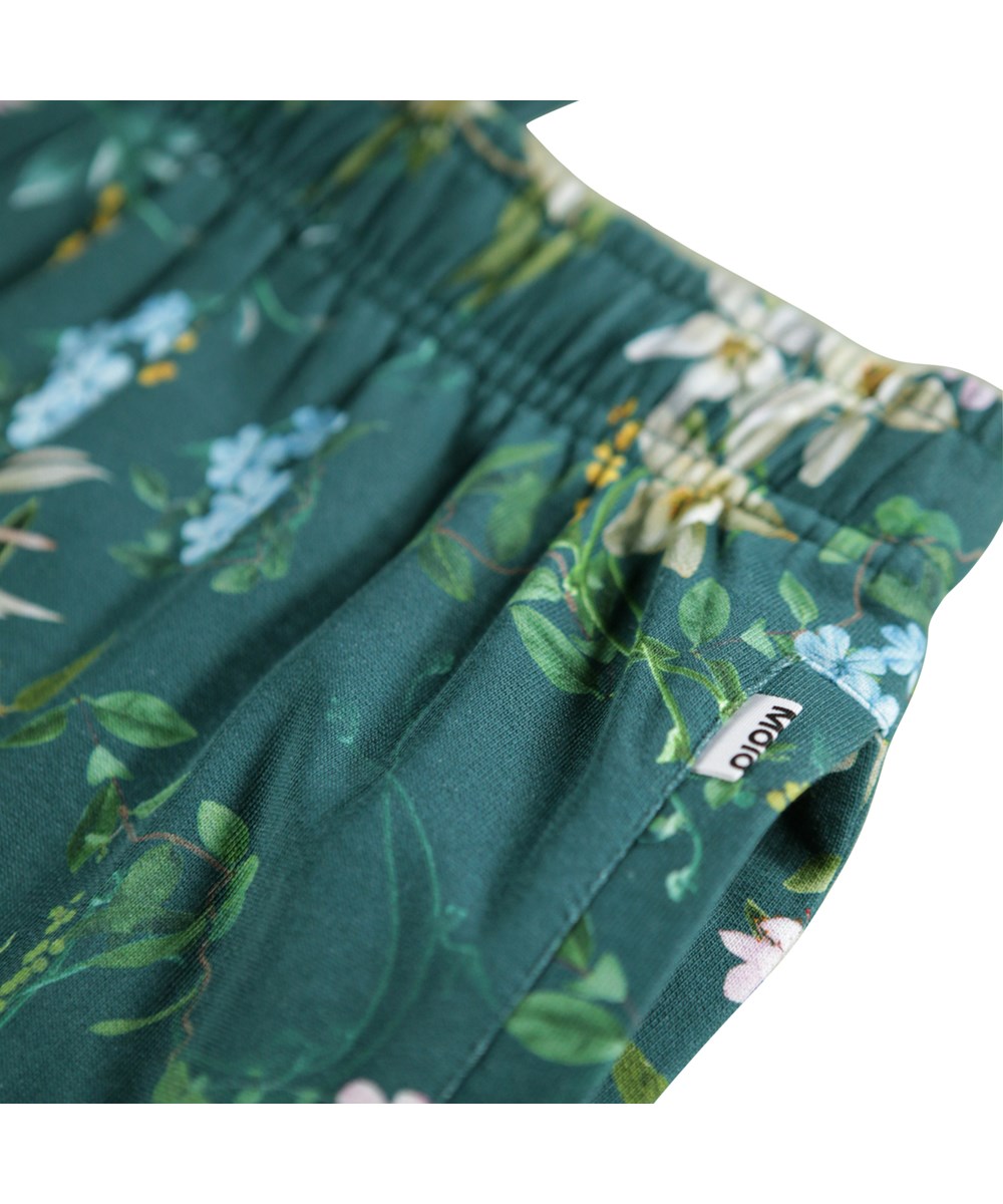 Adan - Green Paisley - Grønne sweatpants i økologisk bomuld til børn med print af blomster. 