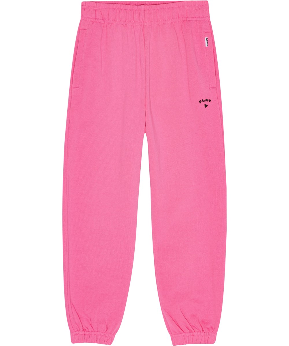 Adan - Shocking Pink - Pink sweatpants i økologisk bomuld med lommer i siden