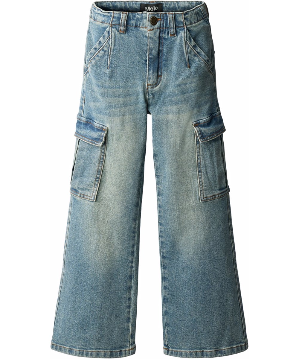 Addy - Vintage Denim - Blå denimbukser til børn lavet af økologisk bomuld