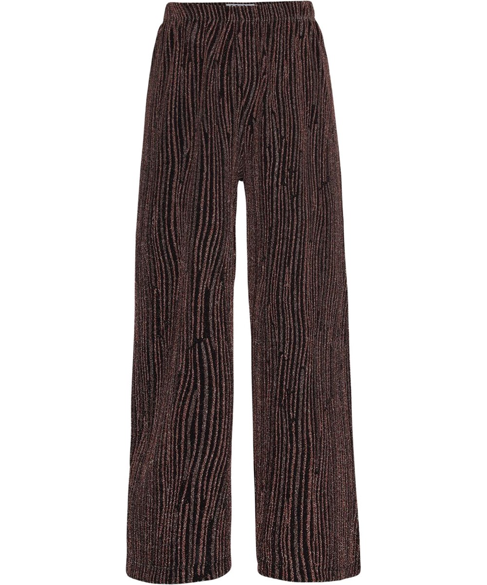 Adoria - Glitter Stripes - Sorte bukser med bronze glimmer