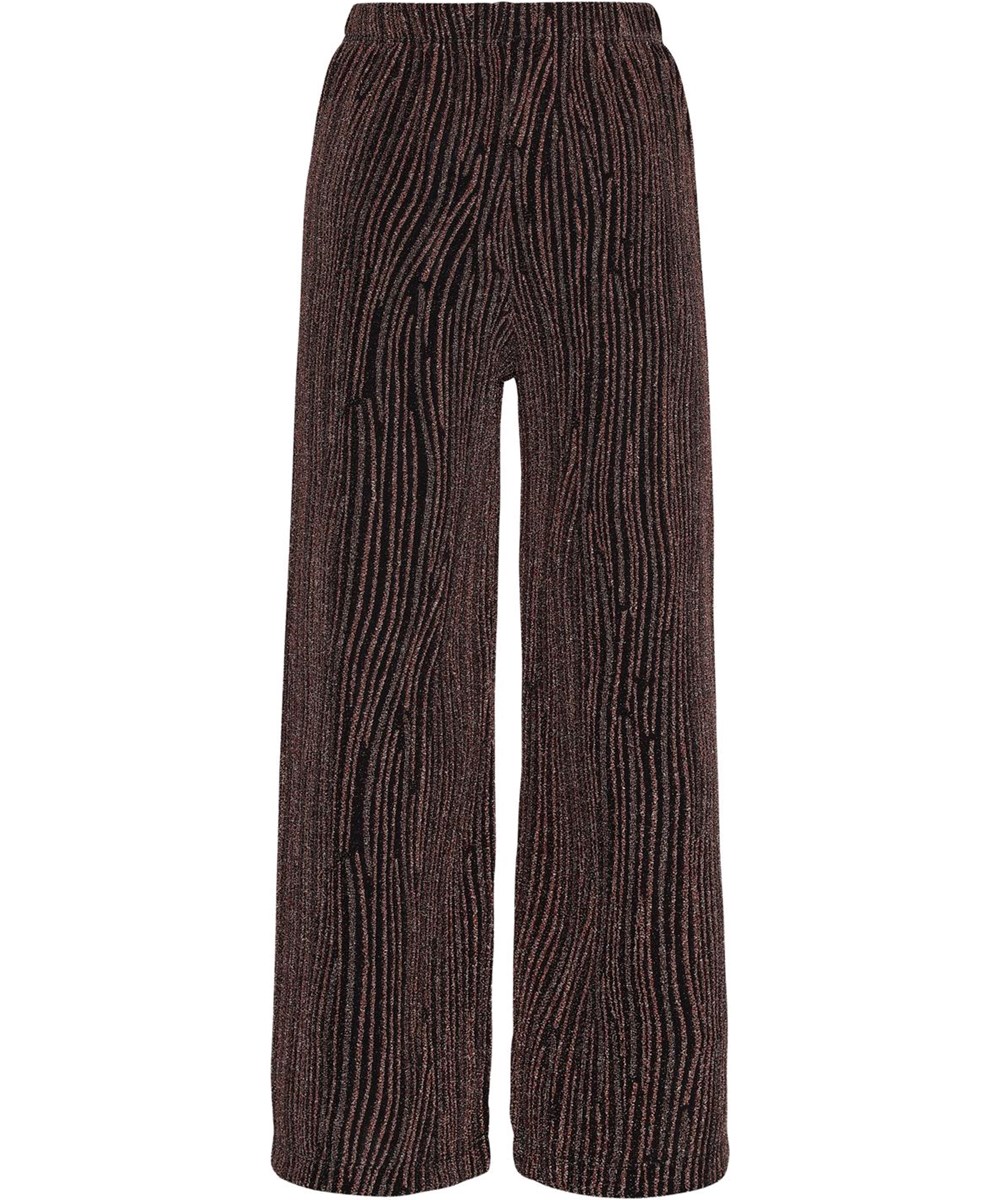 Adoria - Glitter Stripes - Sorte bukser med bronze glimmer