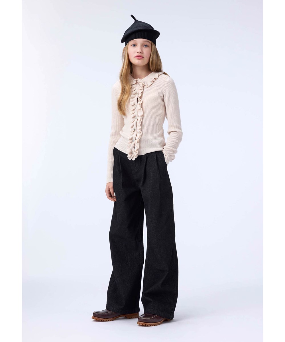 Aeisha - Washed Black - Mørkegrå denimbukser til børn i let bomuld med en løs pasform.