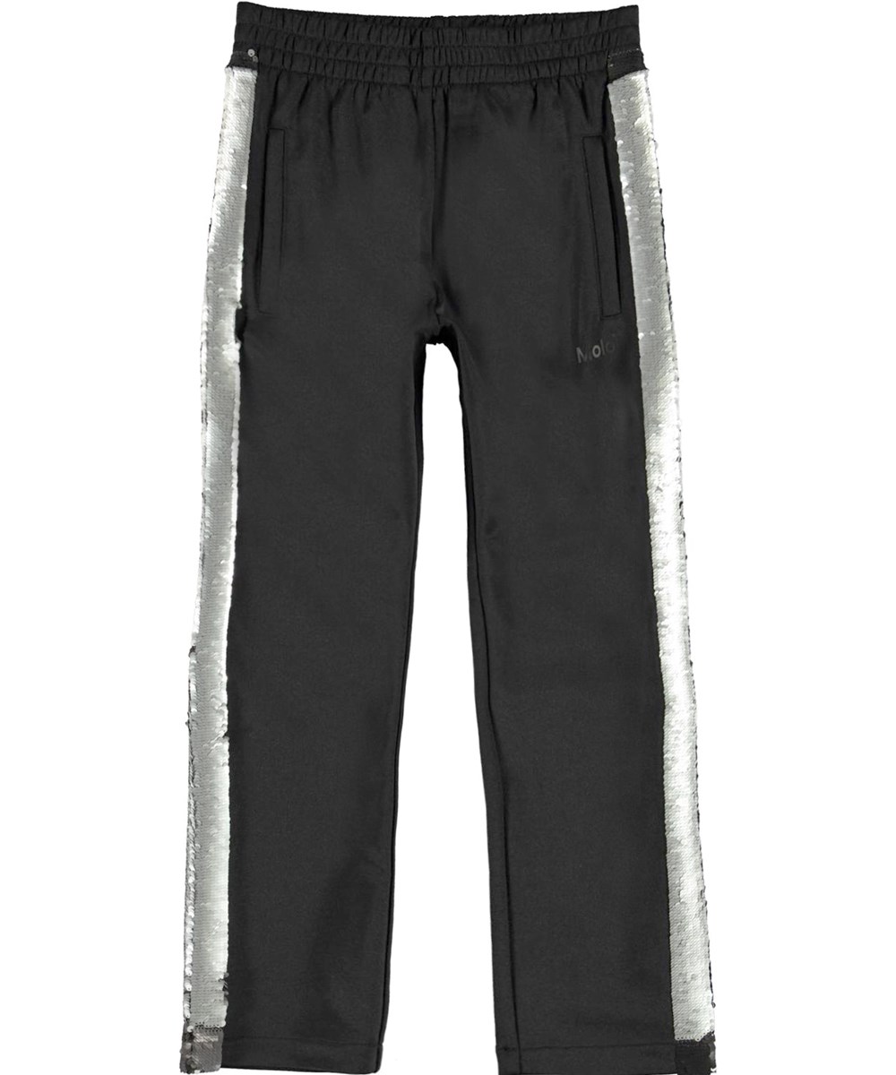 Aimee - Black - Sorte trackpants med palietter