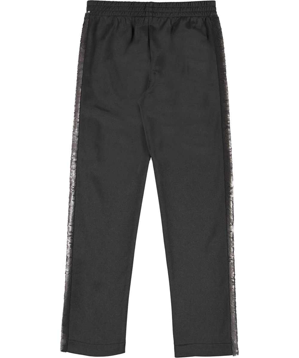Aimee - Black - Sorte trackpants med palietter
