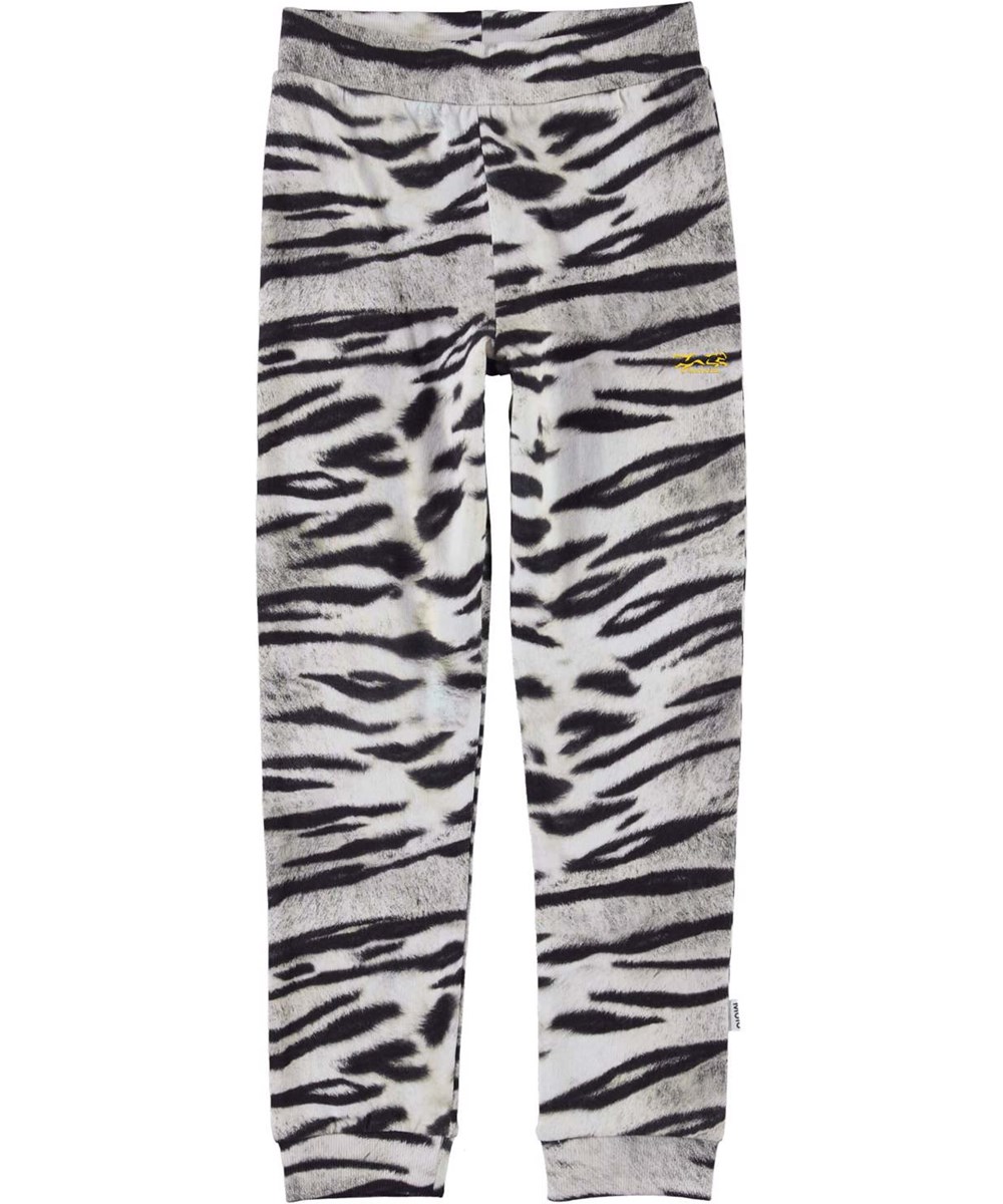 Alfrida - Tiger White - Økologiske sweatpants med sort og hvidt tigerprint