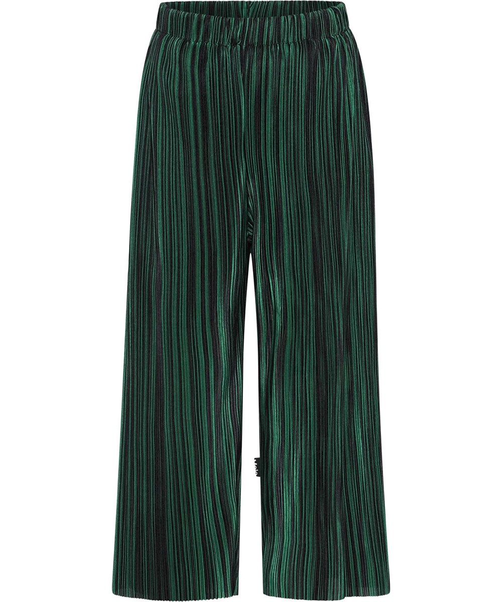 Aliecia - Green Blk Stripe - Grønne pliserede bukser