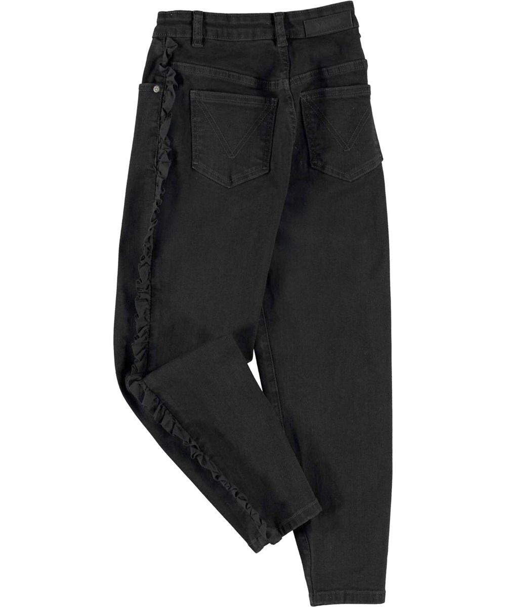 Allis - Black Denim - Sorte jeans med frynsekant