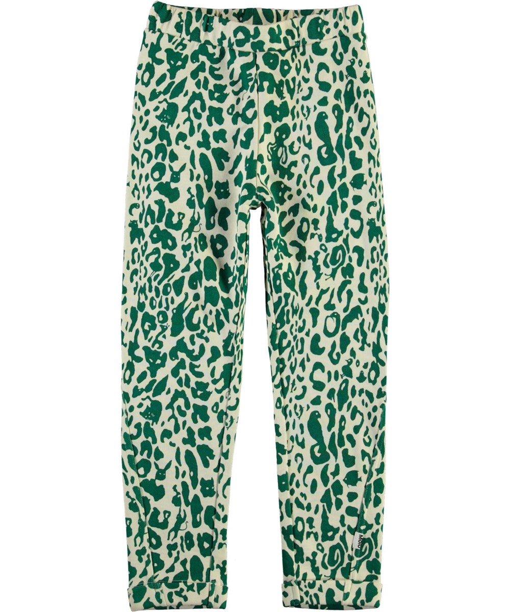 Alysie - Green Leopard - Sweatpants med grønt leopard mønster