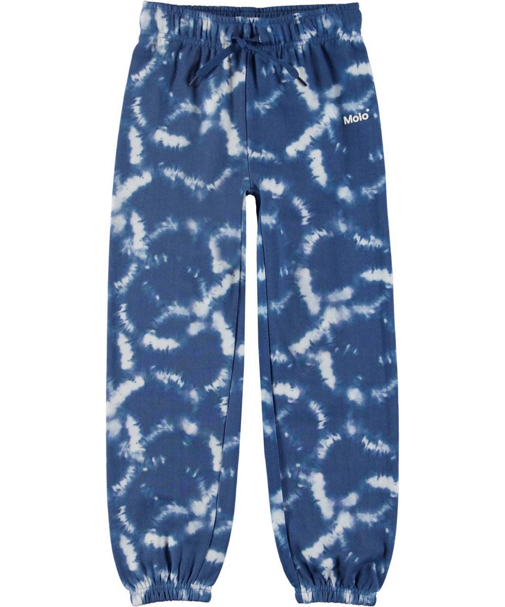 Ammosa - Ink Shibori - Blå sweatpants med hvidt print