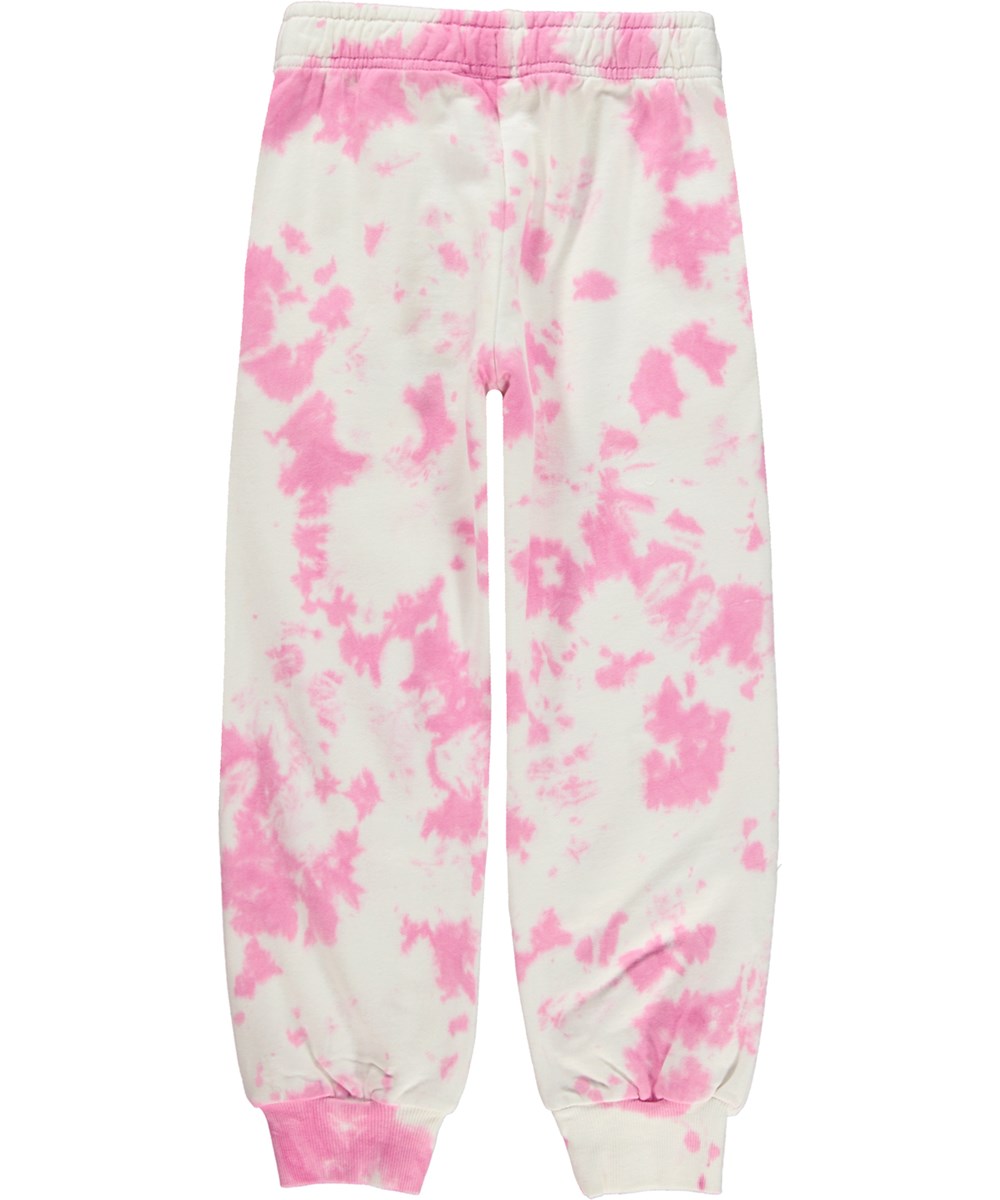 Anastasia - Pink Tie Dye - Økologiske joggingbukser i hvid og lyserød tie dye